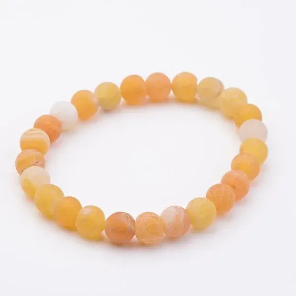 Natural Weathered Agate Stretch Beads Bracelets