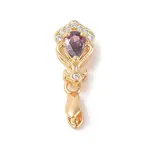 Golden Brass Micro Pave Clear Cubic Zirconia Ice Pick Pinch Bails