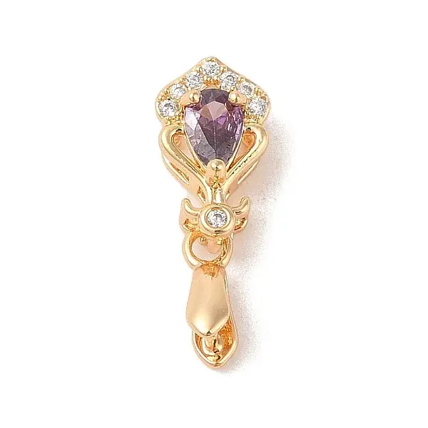 Golden Brass Micro Pave Clear Cubic Zirconia Ice Pick Pinch Bails