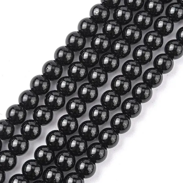 Synthetic Black Stone Beads Strands