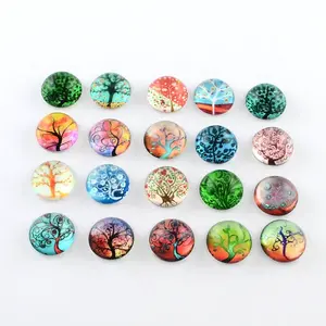 Half Round/Dome Tree Pattern Glass Flatback Cabochons for DIY Projects