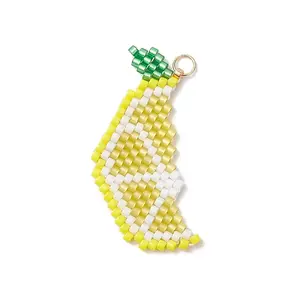 Glass Seed Beaded Lemon Pendants