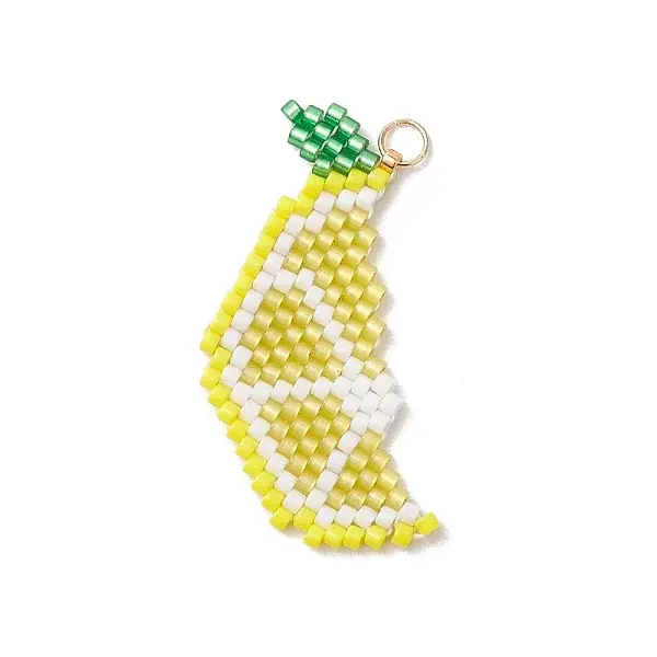 Glass Seed Beaded Lemon Pendants