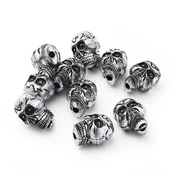 Antique Silver Plated Acrylic Beads