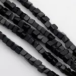 Cube Natural Black Stone Beads Strands