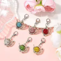 6Pcs Polymer Clay Pave Rhinestone & Tibetan Style Alloy Teapot Pendant Decorations