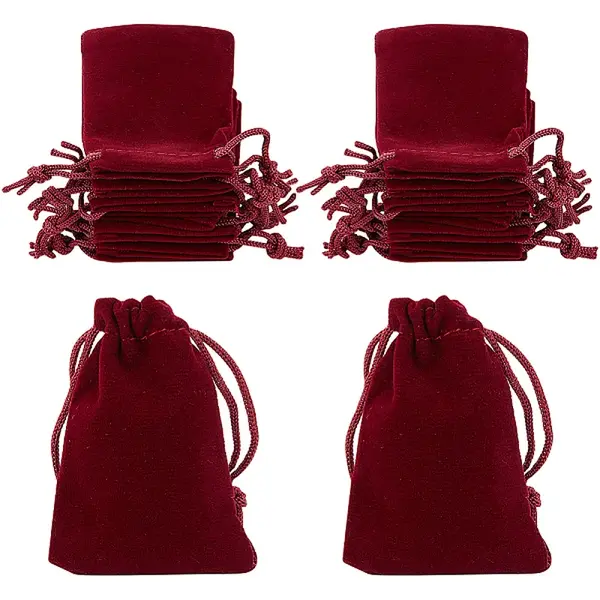 25Pcs Rectangle Velvet Drawstring Pouches