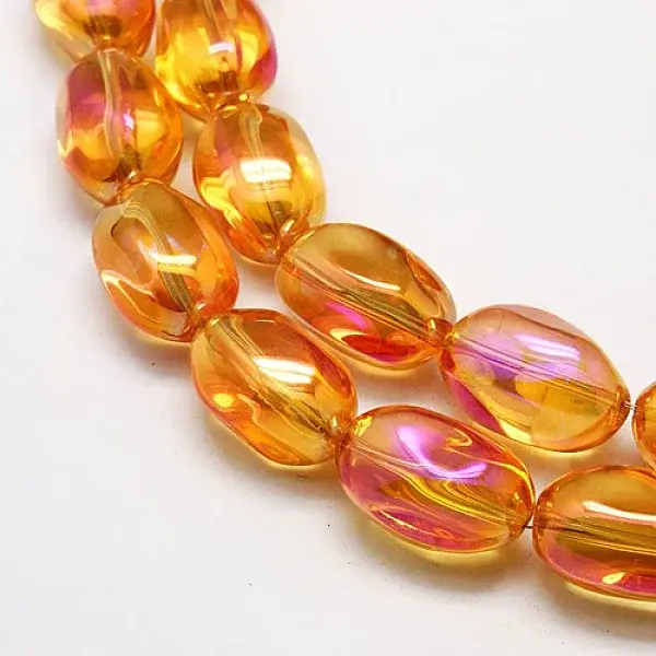 Full Rainbow Plated Crystal Glass Oval Beads Strands