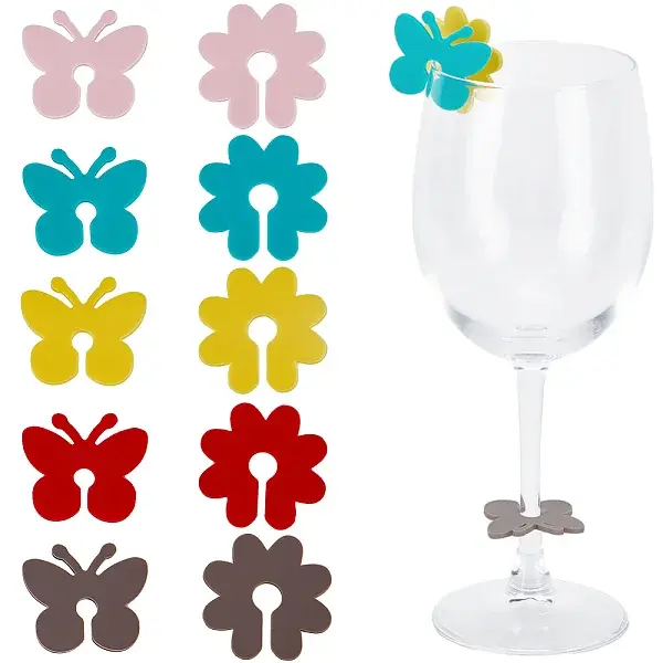 70Pcs 10 Styles Silicone Wine Glass Charms