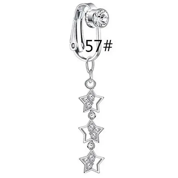 304 Stainless Steel Pave Clear Cubic Zirconia Clip on Belly Rings