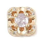 Brass Micro Pave Cubic Zirconia Beads