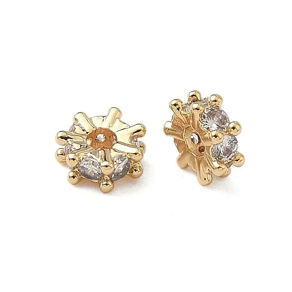 Brass Micro Pave Cubic Zirconia Beads