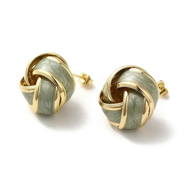 Real 18K Gold Plated Iron Enamel Stud Earrings for Women