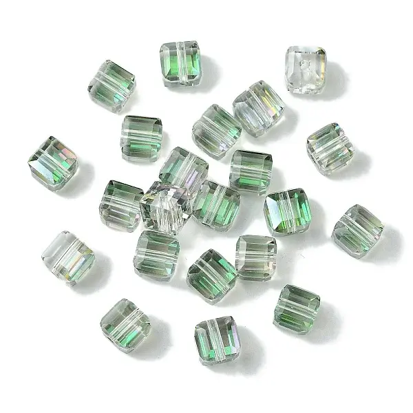 100Pcs Transparent Electroplate Glass Beads