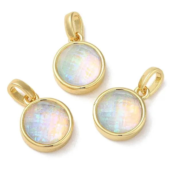 Rack Plating Brass with Synthetic Opal Pendants
