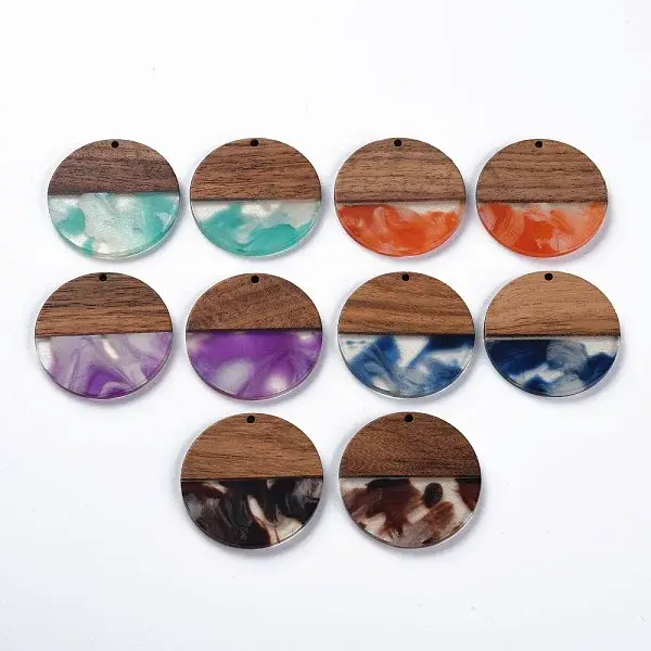 Transparent Resin & Walnut Wood Pendants