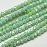 Faceted Round Full Rainbow Plated Electroplate Glass Beads Strands