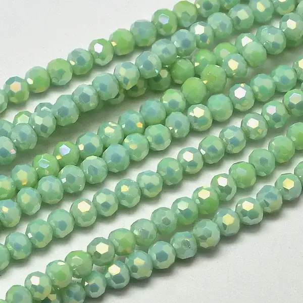 Faceted Round Full Rainbow Plated Electroplate Glass Beads Strands