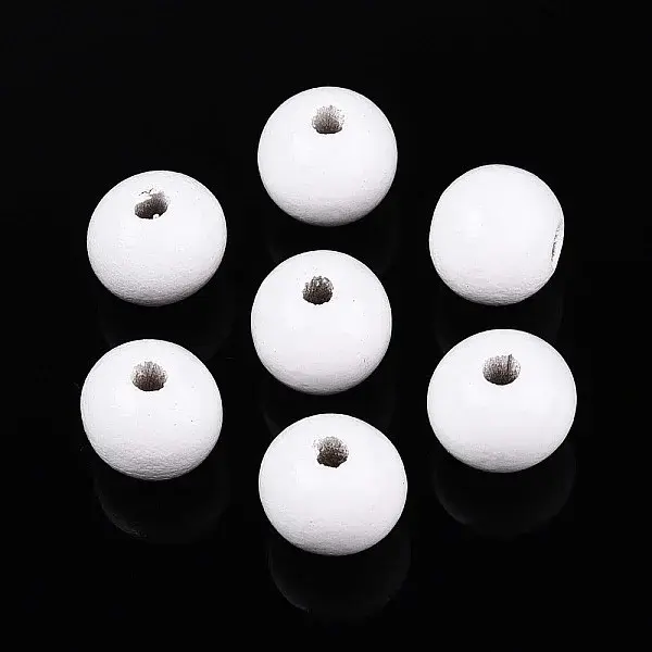 Spray Painted Round Natural Schima Wood Beads