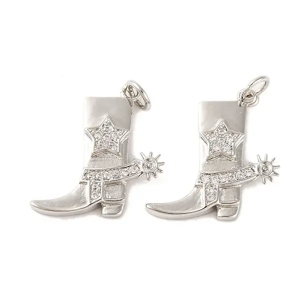 Rack Plating Brass Micro Pave Clear Cubic Zirconia Pendants