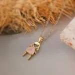 Girl Brass Pave Cubic Zirconia Pendant Necklaces