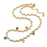 304 Stainless Steel Rope Chain Colorful Cubic Zirconia Tassel Necklaces for Women