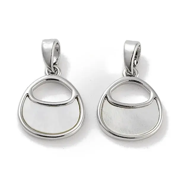 Brass Pave Natural Shell Bag Shape Charms