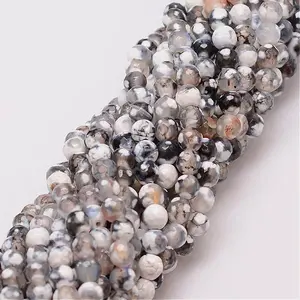 Natural Fire Crackle Agate Bead Strands