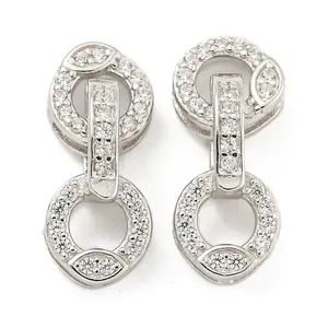 925 Sterling Silver Micro Pave Clear Cubic Zirconia Fold Over Clasps