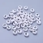 White Chunky Letter Acrylic Flat Round Beads for Kids Jewelry