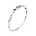 Brass Pave Colorful Glass Hinged Bangles for Women