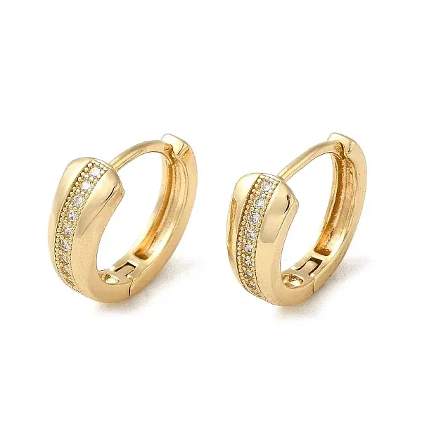 Brass Micro Pave Cubic Zirconia Hoop Earring