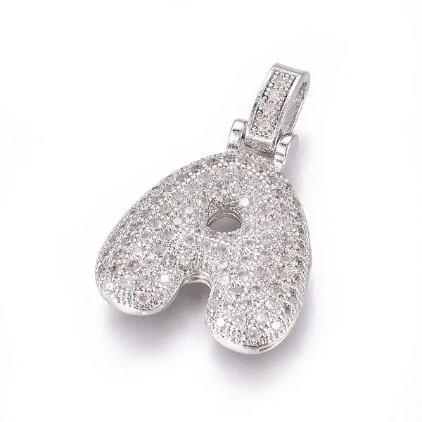 Platinum Plated Brass Micro Pave Cubic Zirconia Pendants