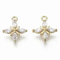 Brass Micro Pave Clear Cubic Zirconia Charms
