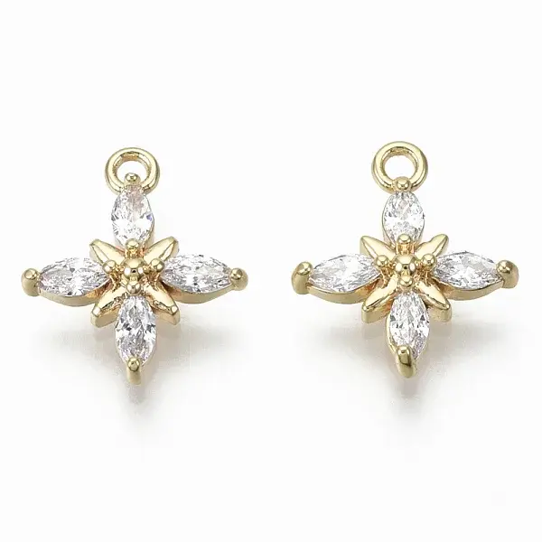 Brass Micro Pave Clear Cubic Zirconia Charms