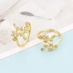 Brass Micro Pave Cubic Zirconia Cuff Rings for Women