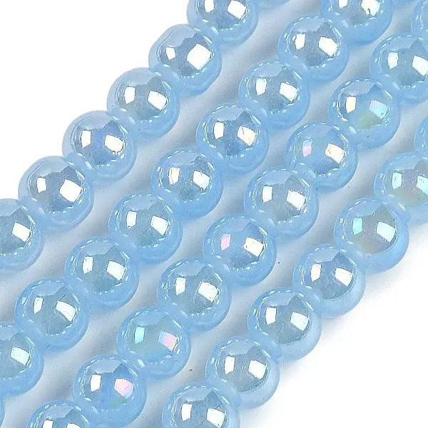 Baking Paint Electroplate Glass Beads Strands