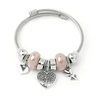 European Style Stainless Steel & Alloy Charm Bangles for Women