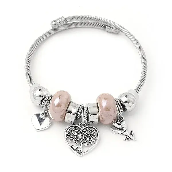 European Style Stainless Steel & Alloy Charm Bangles for Women