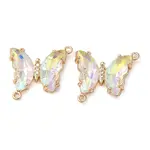 Brass Pave Faceted Glass Connector Charms