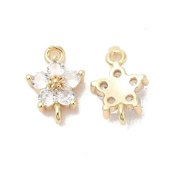 Brass Link Connector Charms with Glass