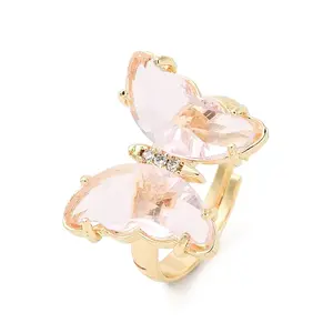 Adjustable Brass Glass Finger Rings