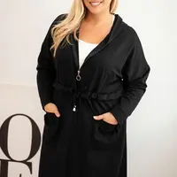 Kesi Dámska bavlnená mikina Plus Size s kapucňou a vreckami čierna
