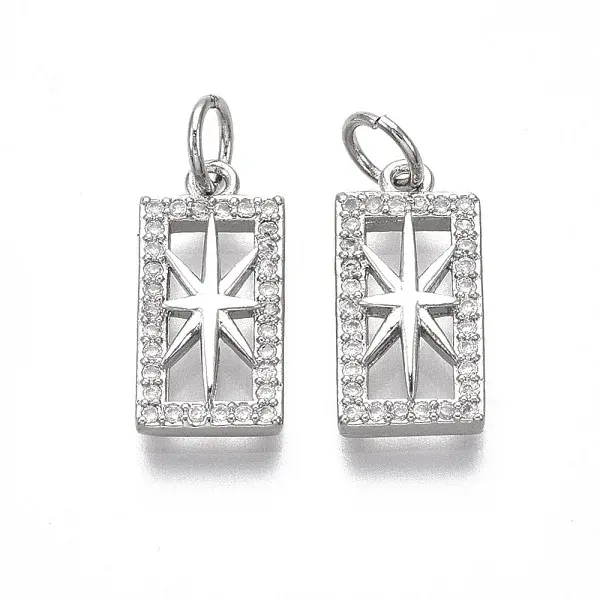 Brass Micro Pave Clear Cubic Zirconia Pendants