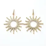 Brass Micro Pave Clear Cubic Zirconia Solar Eclipse Pendants