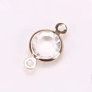 Brass Pave Glass Connector Charms