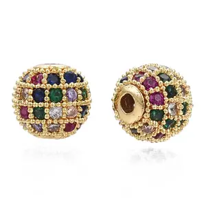 Rack Plating Brass Cubic Zirconia Beads