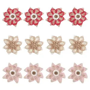 12Pcs 3 Style Braided Jute Flower Ornament Accessories