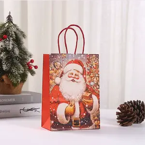 Christmas Paper Santa Claus Printed Tote Bags