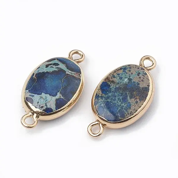 Electroplate Natural Regalite/Imperial Jasper/Sea Sediment Jasper Links connectors